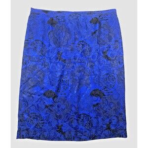Jones New York Women's Size 20 100% Silk Skirt Midi Cobalt Blue Regal Lined Zip